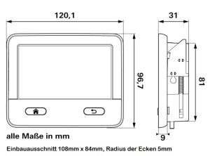 Abmessungen / Einbauausschnitt